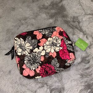 Vera Bradley Mocha Rose Large Makeup Bag- DISCONTINUED Fall of 2011
